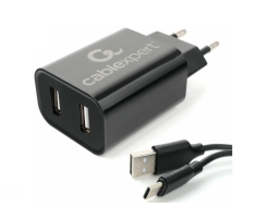 Cablexpert 2xUSB 2.4A + кабель Type-C MP3A-PC-37