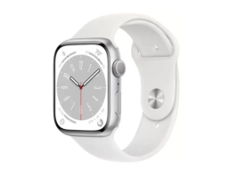 Apple Watch Series 8 45mm Silver Aluminum Case (MP6Q3LL/A) White Sport Band M/L