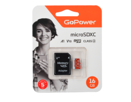 GoPower 16Gb MicroSD + SD адаптер (00-00025678)