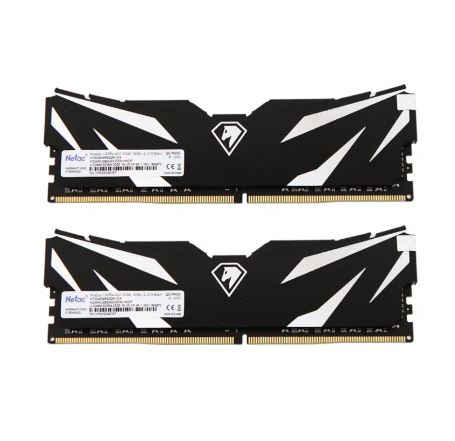 Netac Shadow II DDR4 DIMM 3200Mhz PC25600 CL16 - 32Gb Kit (2x16Gb) (NTSWD4P32DP-32K)