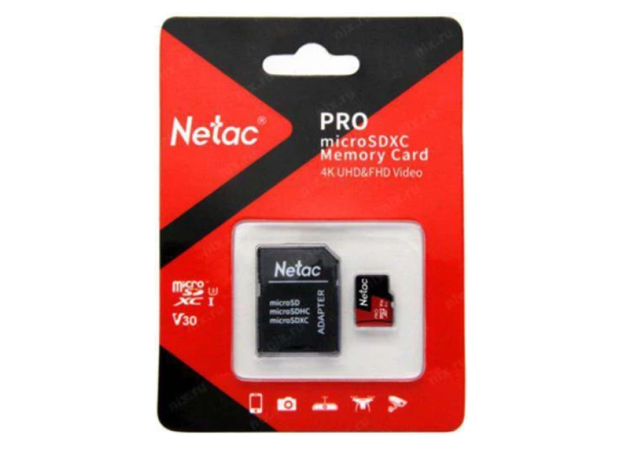 Netac P500 Extreme Pro 64Gb MicroSD + SD адаптер (NT02P500PRO-064G-R)