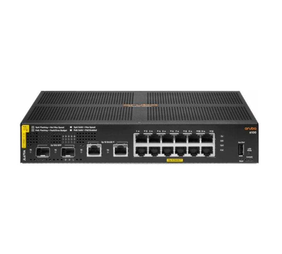 HPE Aruba 6100 12G PoE 2G/2SFP+ 139W (JL679A)