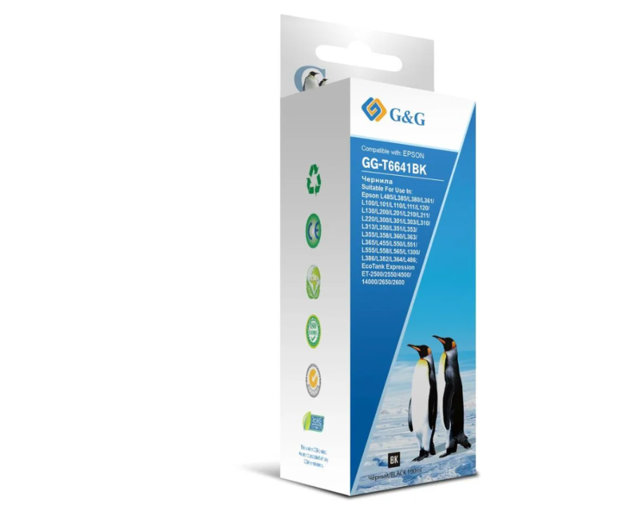 G&G GG-T6641BK Черный (100 мл) для Epson L100, L110, L120, L130, L132, L210, L222