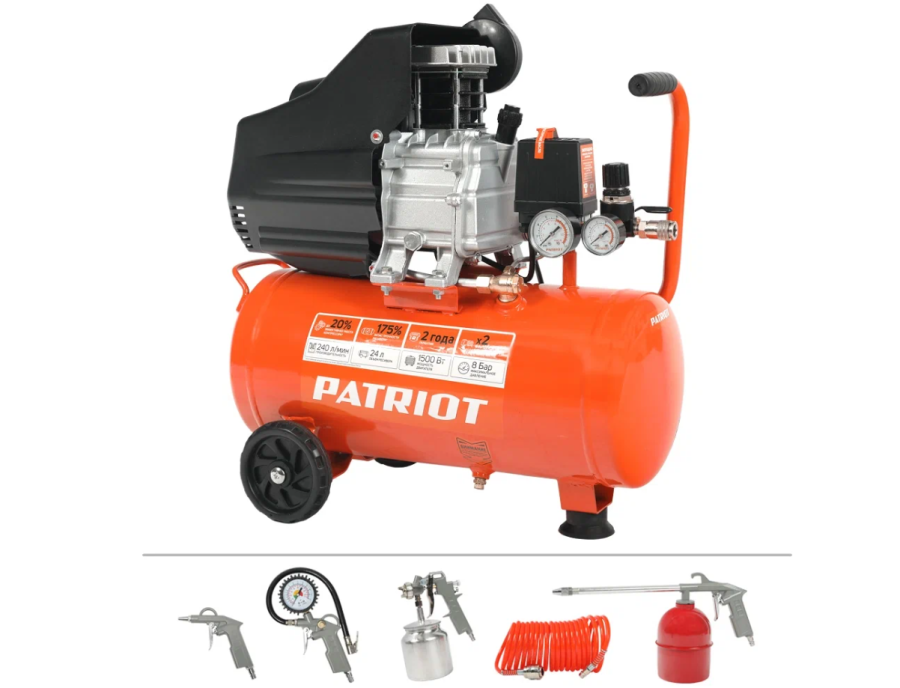 Patriot EURO 24-240K масляный 240л/мин 24л 1500Вт (525306366)