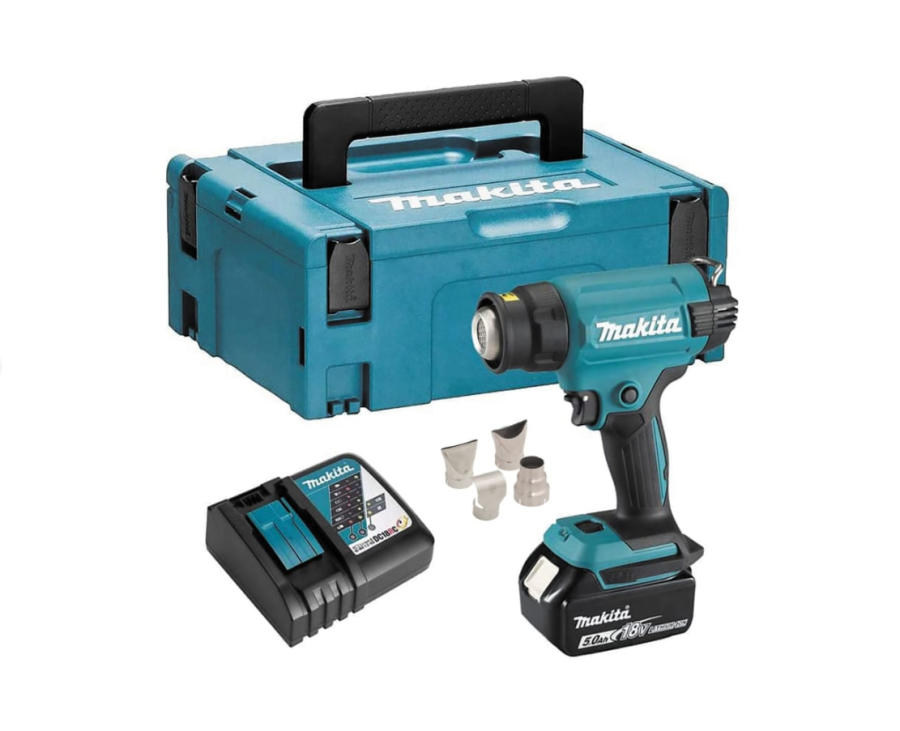 Makita LXT 18В, 550 град, 2 скорости,6 режимов, кейс MakPac ,насадки 5.0Ач х1,з/у (DHG181RT1J)
