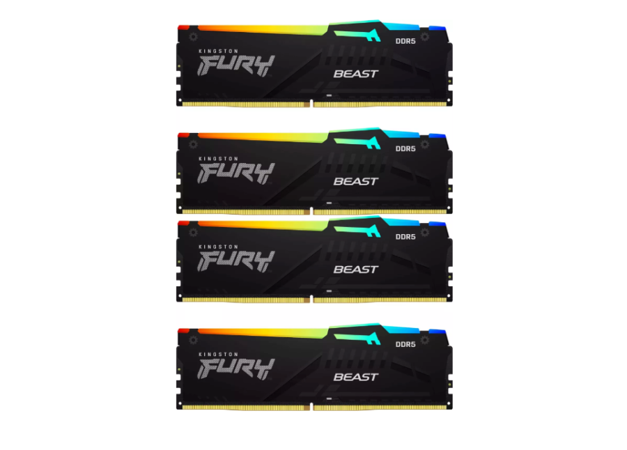 Kingston Fury Beast Black RGB 128Gb DDR5 5600MHz (4x32Gb KIT) (KF556C40BBAK4-128)