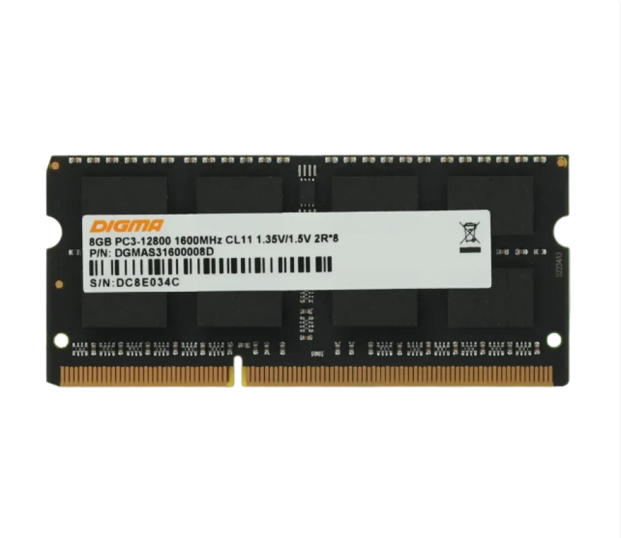 Digma 8Gb DDR-III 1600MHz SO-DIMM (DGMAS31600008D)