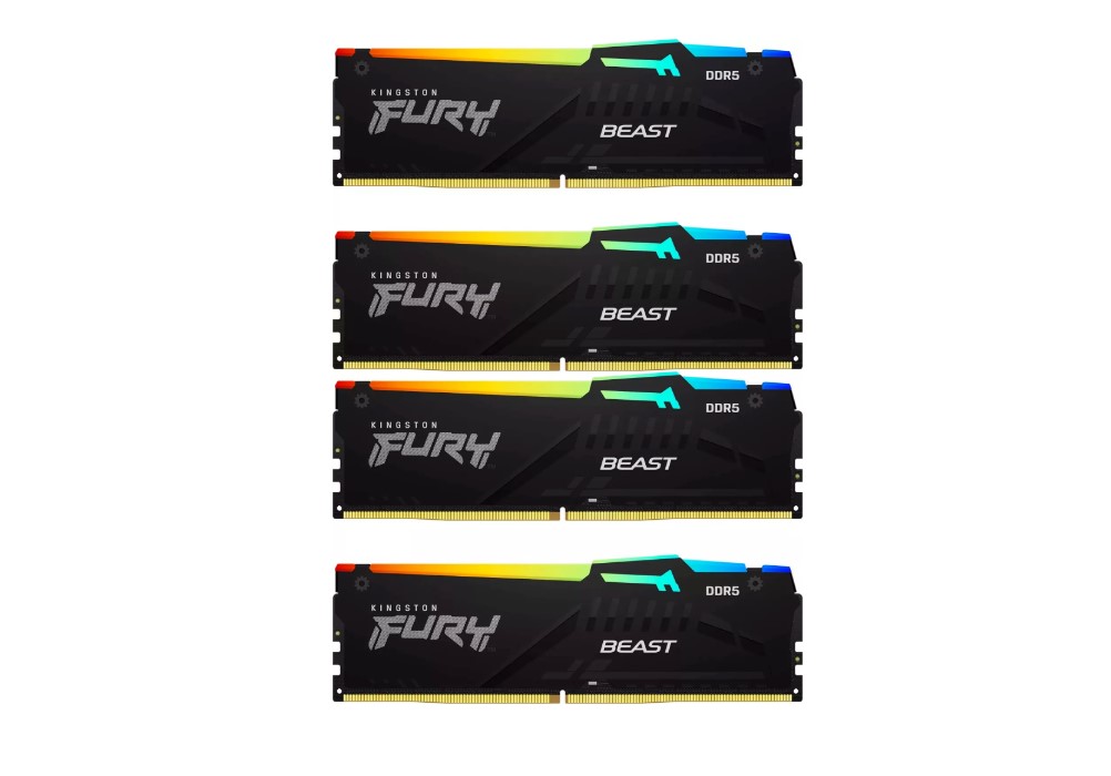 Kingston Fury Beast Black RGB 64Gb DDR5 5200MHz (4x16Gb KIT) (KF552C40BBAK4-64)