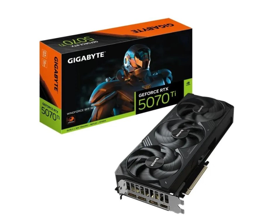 Gigabyte NVIDIA GeForce RTX 5070TI 16ГБ Windforce, GDDR7, Ret (GV-N507TWF3-16GD 1.0)