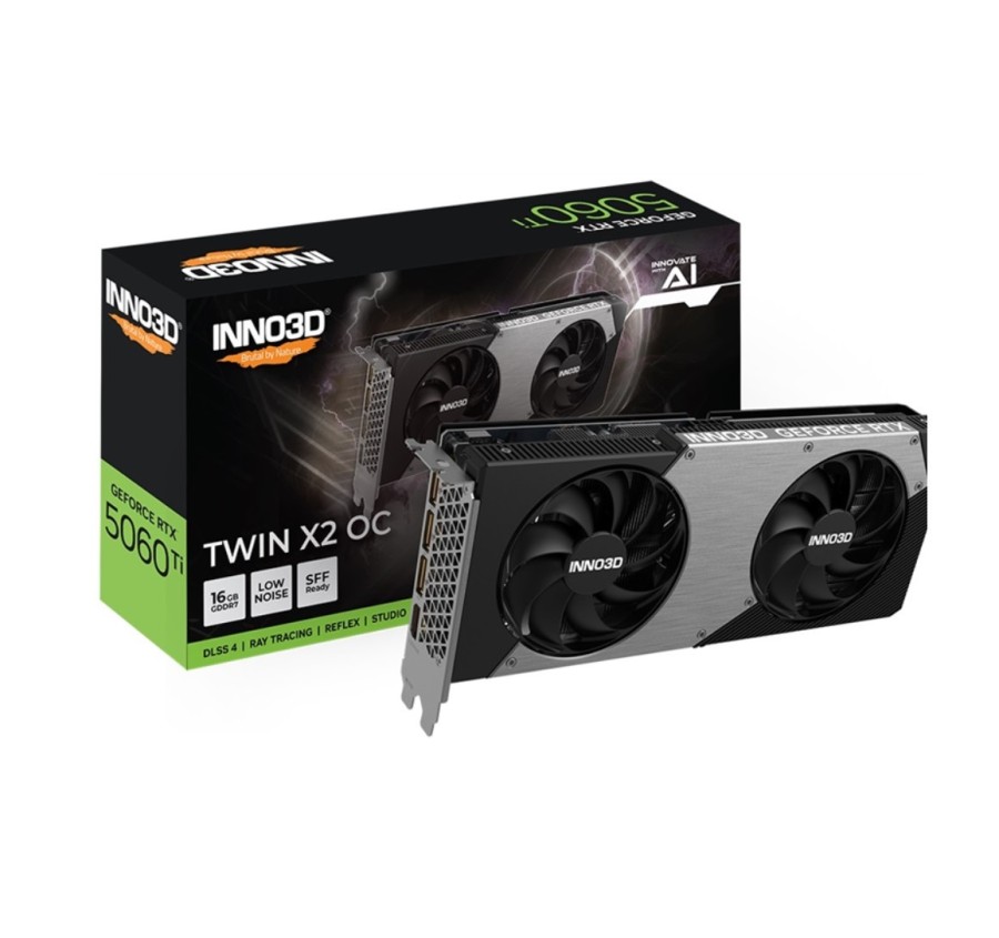 INNO3D RTX 5060 Ti Twin X2 OC//RTX5060Ti, HDMI, DP*3, 16G,D7 (N506T2-16D7X-191073N)