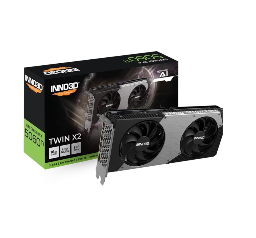 INNO3D RTX 5060 Ti Twin X2//RTX5060Ti, HDMI, DP*3, 16G,D7 (N506T2-16D7-191073N)