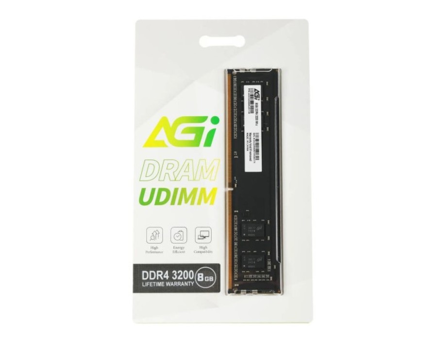 AGI DDR4 3200MHz 8GB UDIMM RETAIL (No Heat Sink (for UDIMM)) -Single tray (AGI320008UD138-ST)