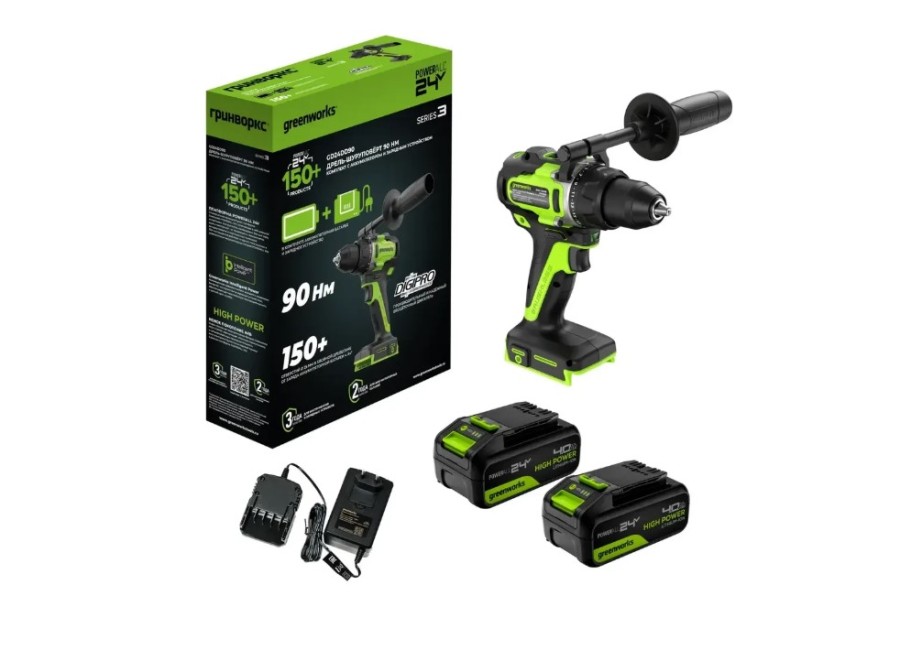 Greenworks GD24DD90 2х4Ач,ЗУ (3707507CUD)