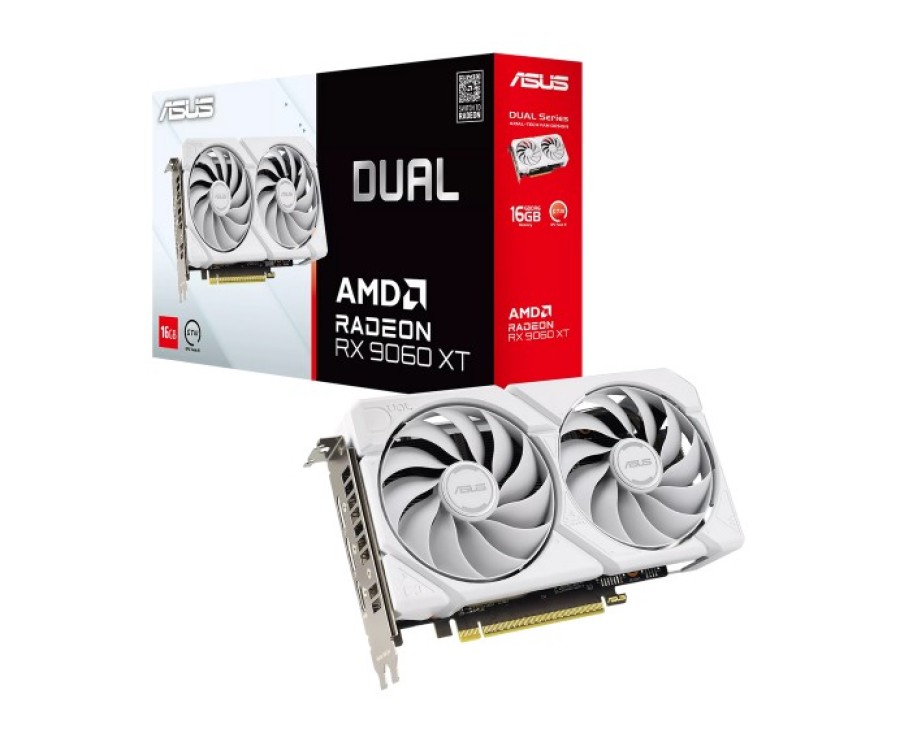 ASUS RX9060XT DUAL WHITE 16GB GDDR6 128bit 2xDP HDMI 2FAN RTL (DUAL-RX9060XT-16G-WHITE)