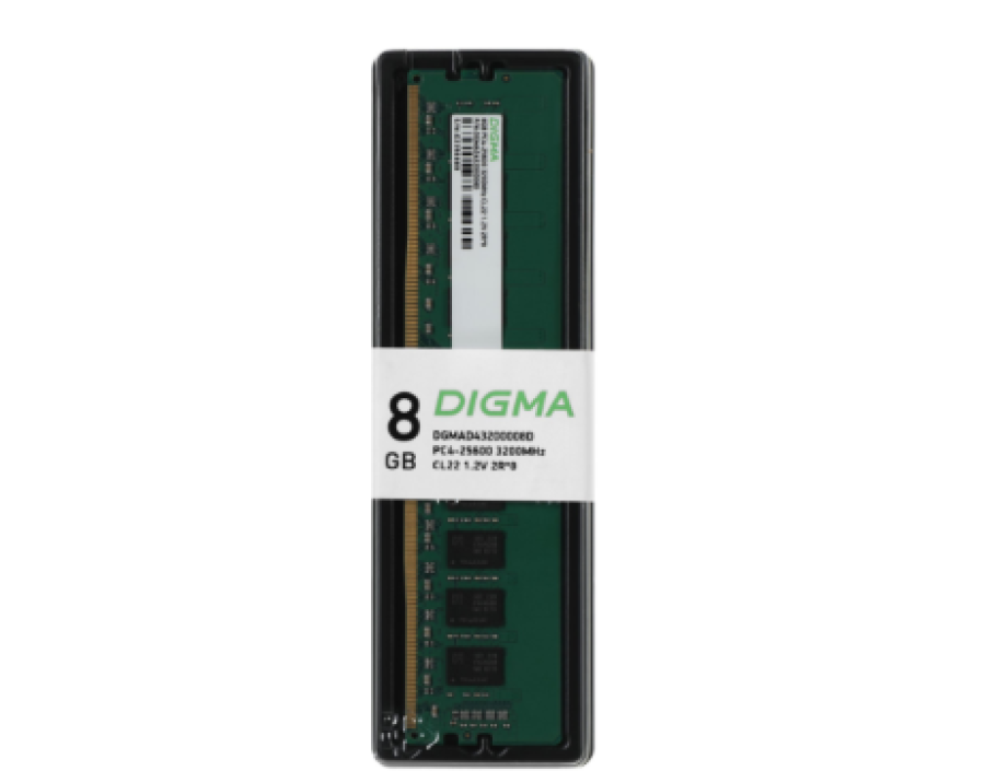 Digma DDR4 8Gb 3200MHz RTL PC4-25600 CL22 DIMM 288-pin (DGMAD43200008D)