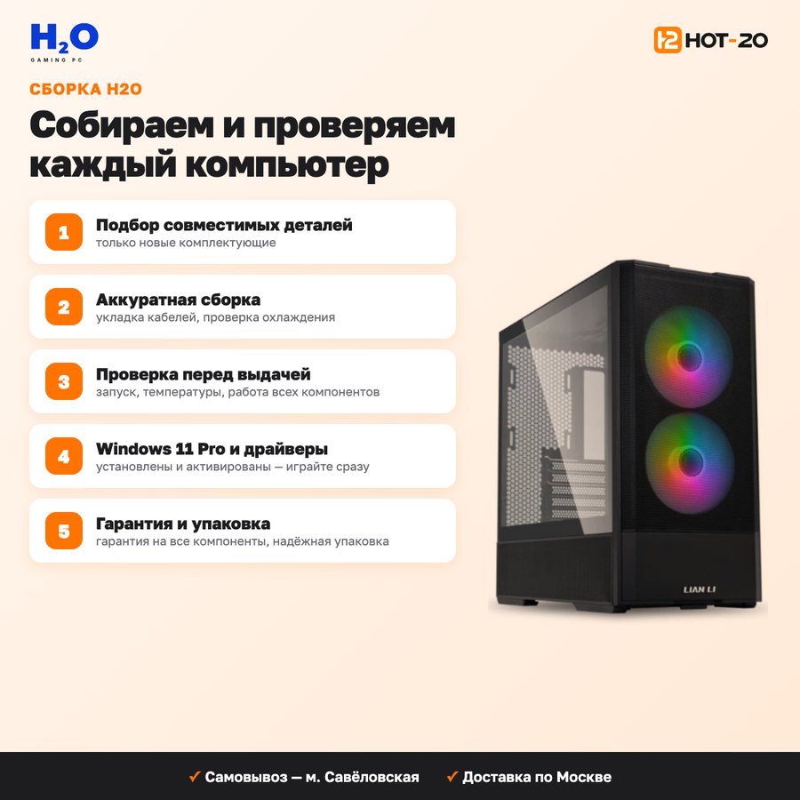 H2O Titanium Intel core i5 14600KF/NVIDIA GeForce RTX 5060 TI 16GB/32GB DDR4/SSD 1000GB/Windows 11 Pro (HT198824)