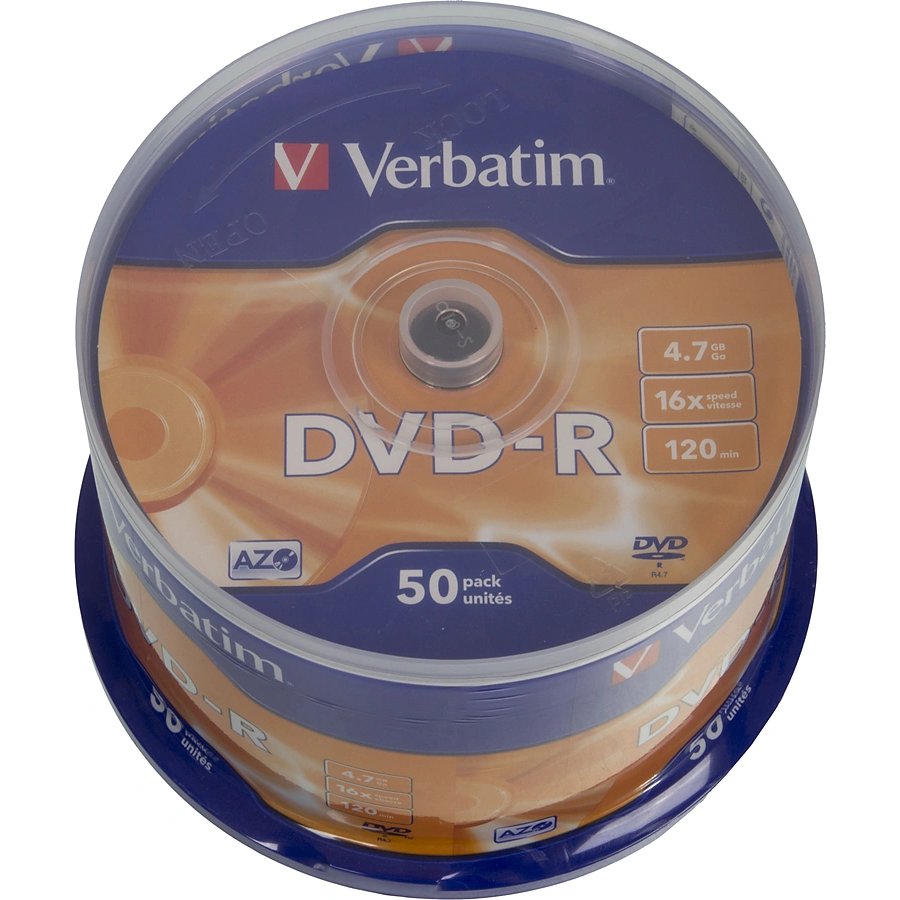 Verbatim DVD+R/диск DVD-R 4.7Gb 16x AZO 50 шт. cake box (43548)