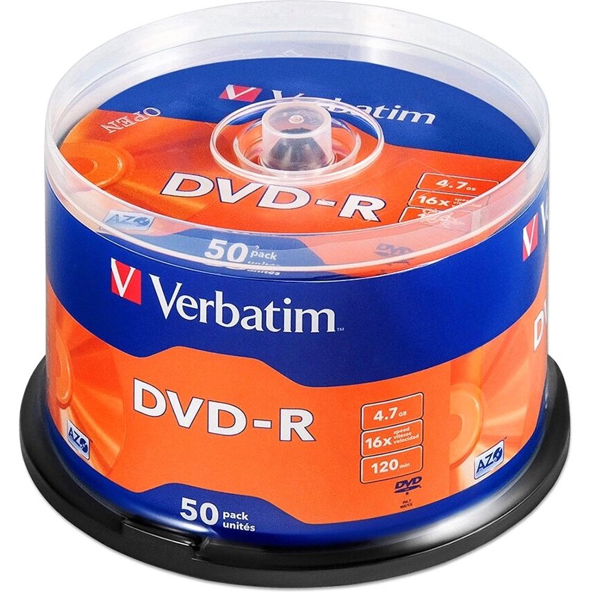 Verbatim DVD+R/диск DVD-R 4.7Gb 16x AZO 50 шт. cake box (43548)
