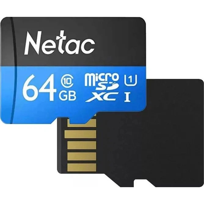 Netac P500 64Gb MicroSD + SD адаптер (NT02P500STN-064G-R)