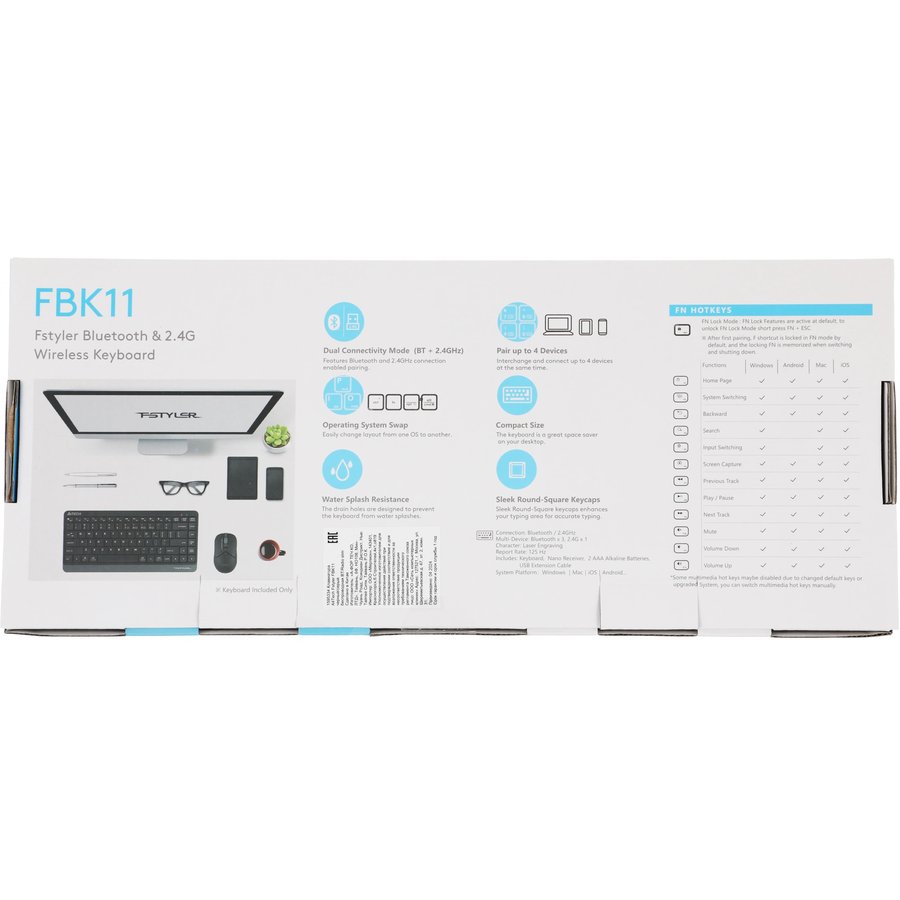 A4TECH Fstyler FBK11, USB, Bluetooth/Радиоканал (FBK11 GREY)