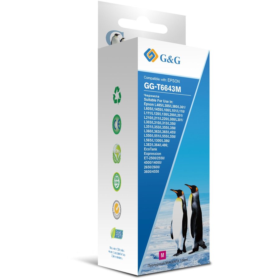 G&G GG-T6643M пурпурный (100 мл) для Epson L100, L110, L120, L130, L132, L210, L222