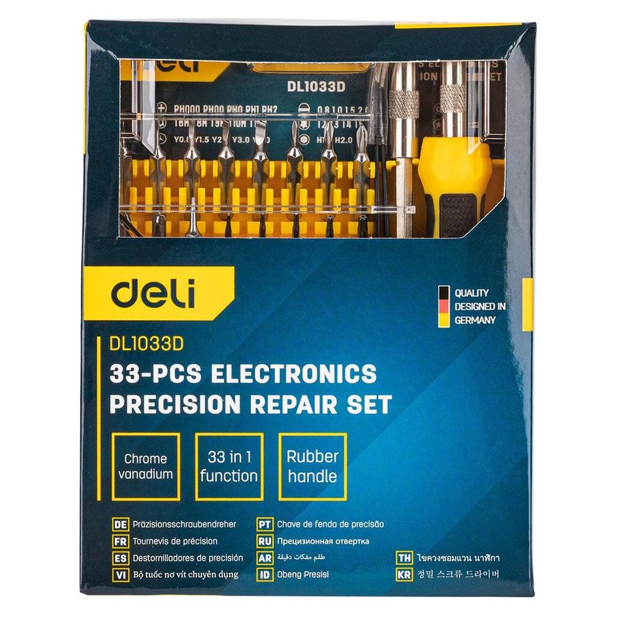 Deli DL1033D, 33 предмета, диэлектрический, для точных работ