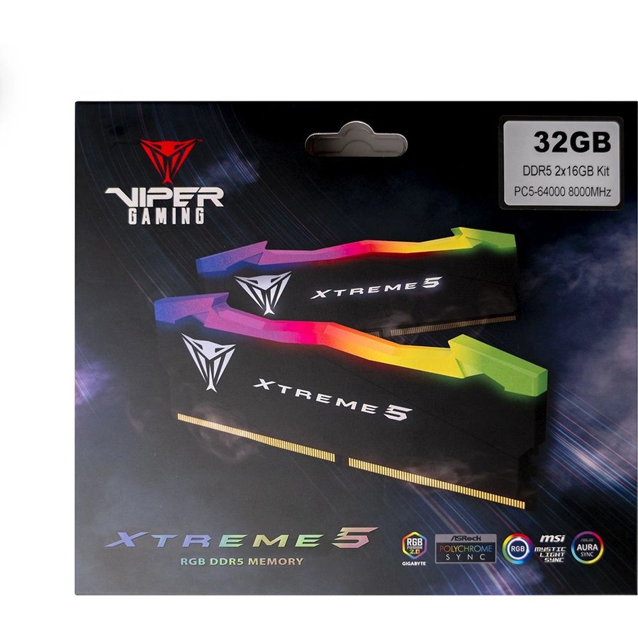 Patriot Viper Xtreme 5 RGB 32Gb DDR5 8000MHz (2x16Gb KIT) (PVXR532G80C38K)