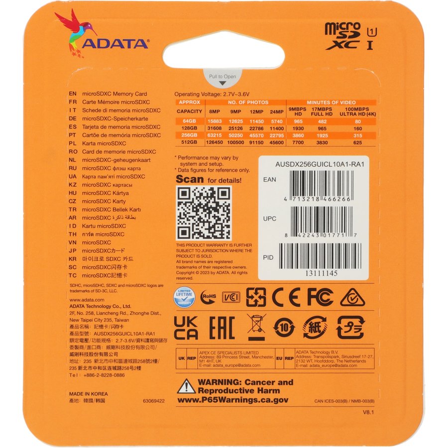 ADATA Premier microSDXC UHS-I Class 10 256GB + SD adapter (AUSDX256GUICL10A1-RA1)
