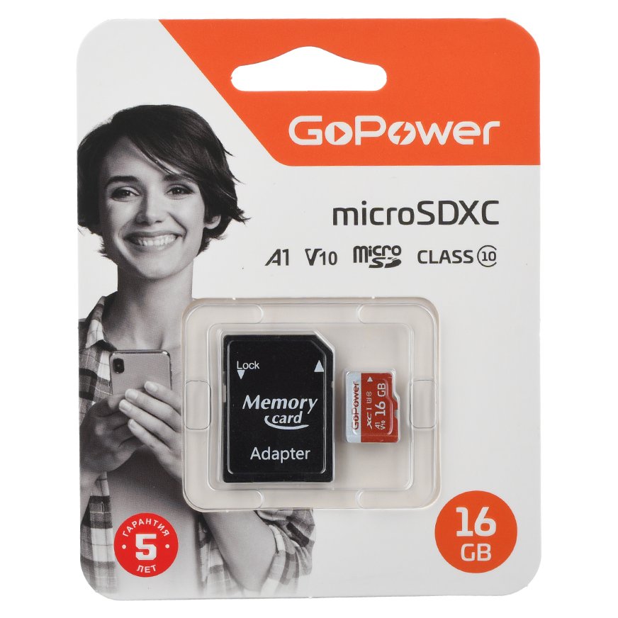 GoPower 16Gb MicroSD + SD адаптер (00-00025678)