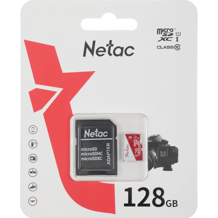 Netac P500 ECO 128Gb MicroSD + SD адаптер (NT02P500ECO-128G-R)
