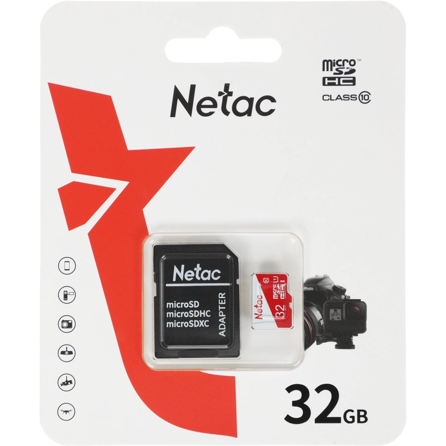 Netac P500 ECO 32Gb MicroSD + SD адаптер (NT02P500ECO-032G-R)