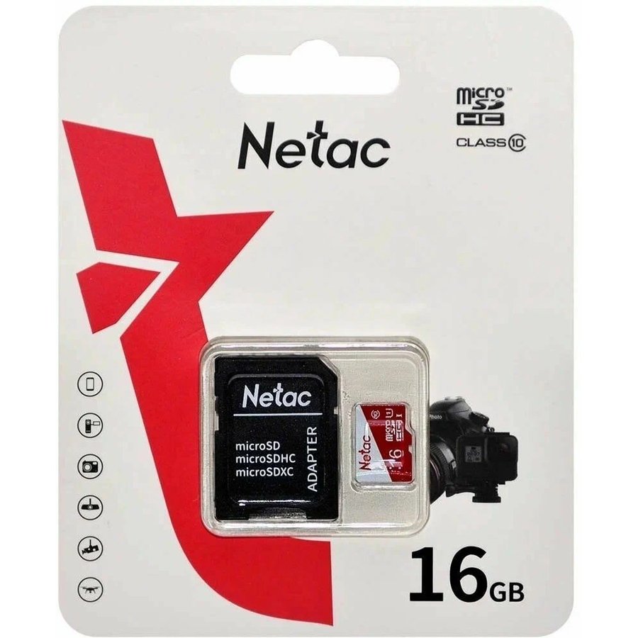 Netac P500 ECO 16Gb MicroSD + SD адаптер (NT02P500ECO-016G-R)