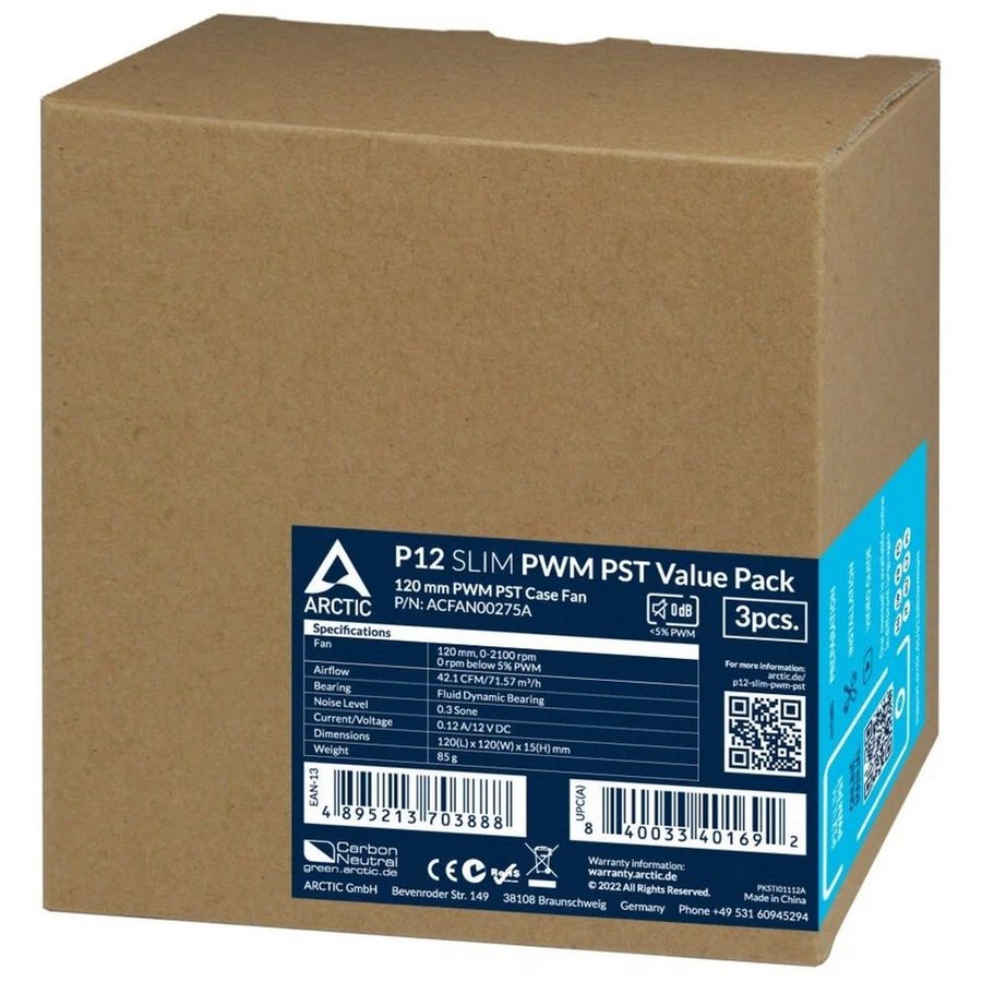 Arctic Cooling P12 Slim PWM PST, 3 шт. (ACFAN00275A)