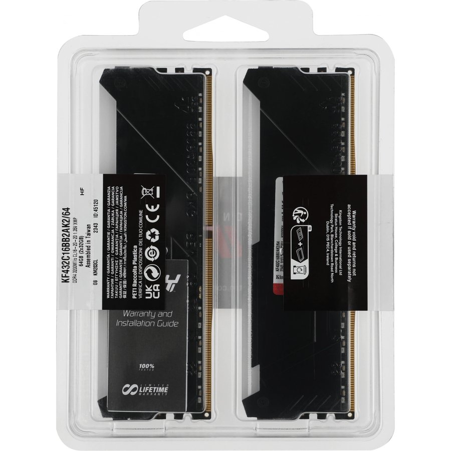 Kingston Fury Beast RGB 64Gb DDR4 3200MHz (2x32Gb KIT) (KF432C16BB2AK2/64)