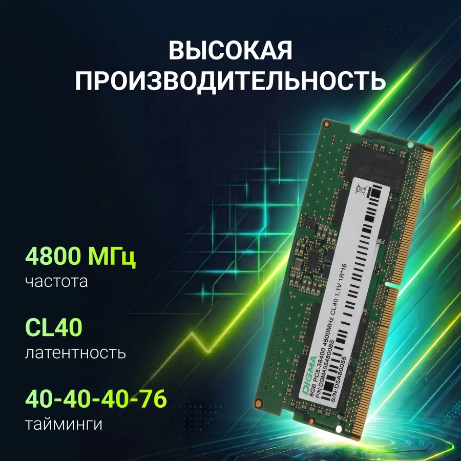 Digma 8Gb DDR5 4800MHz SO-DIMM (DGMAS5480008S)