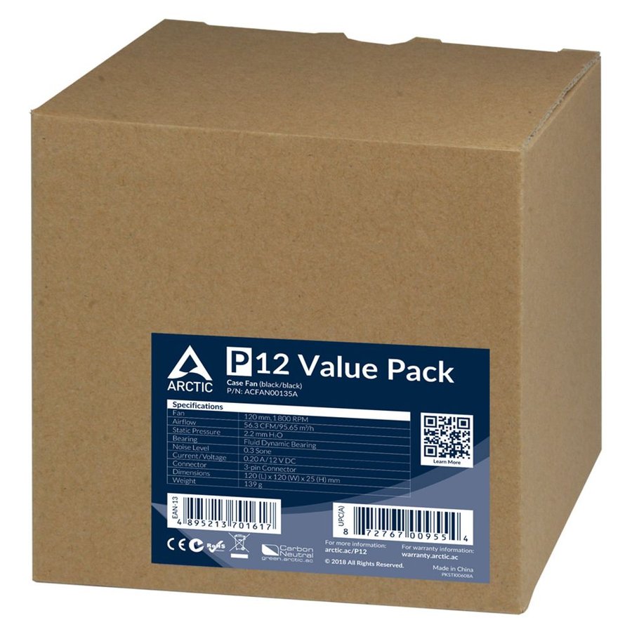 Arctic P12 Black/Black Value Pack (5 шт.) (ACFAN00135A)