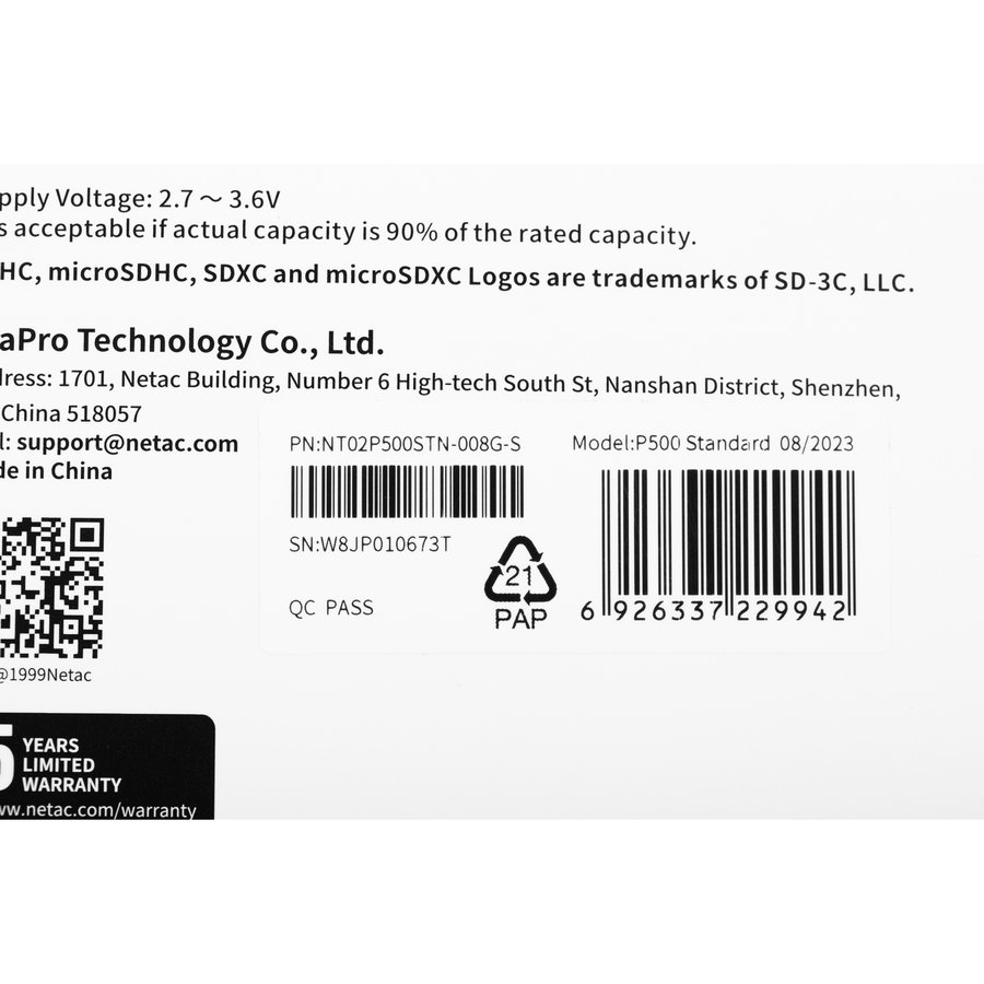 Netac P500 8GB (NT02P500STN-008G-S)