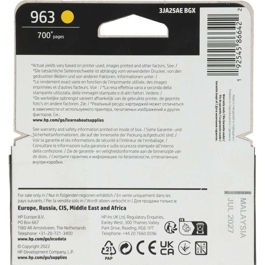 HP 3JA25AE желтый (700 стр) для HP OfficeJet Pro 9010/9013/9020/9023