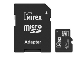 Mirex 16Gb MicroSD + SD адаптер (13613-ADTMSD16)
