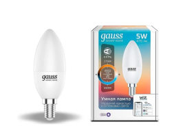 GAUSS Smart Home E14 белая 5Вт 470lm Wi-Fi (1шт) (1110112)