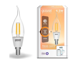 GAUSS Smart Home E14 белая 4.5Вт 495lm Wi-Fi (1шт) (1260112)