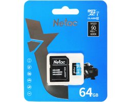 Netac P500 64Gb MicroSD + SD адаптер (NT02P500STN-064G-R)