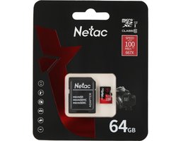Netac P500 Extreme Pro 64Gb MicroSD + SD адаптер (NT02P500PRO-064G-R)