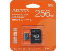 ADATA 256Gb MicroSD + SD адаптер (AUSDX256GUI3V30SA2-RA1)