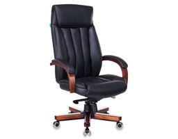 Бюрократ T-9922WALNUT, на колесиках, кожа (T-9922WALNUT/BLACK) Черный