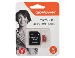 GoPower 16Gb MicroSD + SD адаптер (00-00025678)