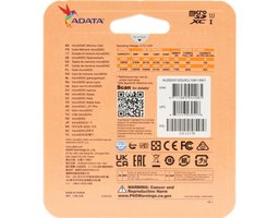 ADATA + SD адаптер 512Gb MicroSD (AUSDX512GUICL10A1-RA1)