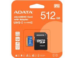 ADATA + SD адаптер 512Gb MicroSD (AUSDX512GUICL10A1-RA1)