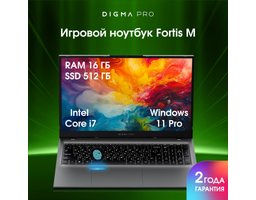 Digma Pro Fortis M (DN15P7-ADXW05) Intel Core i7 1355U 1700MHz/15.6"/1920х1080/16GB/512GB SSD/Intel Iris Xe Graphics/Wi-Fi/Bluetooth/Windows 11 Pro Grey